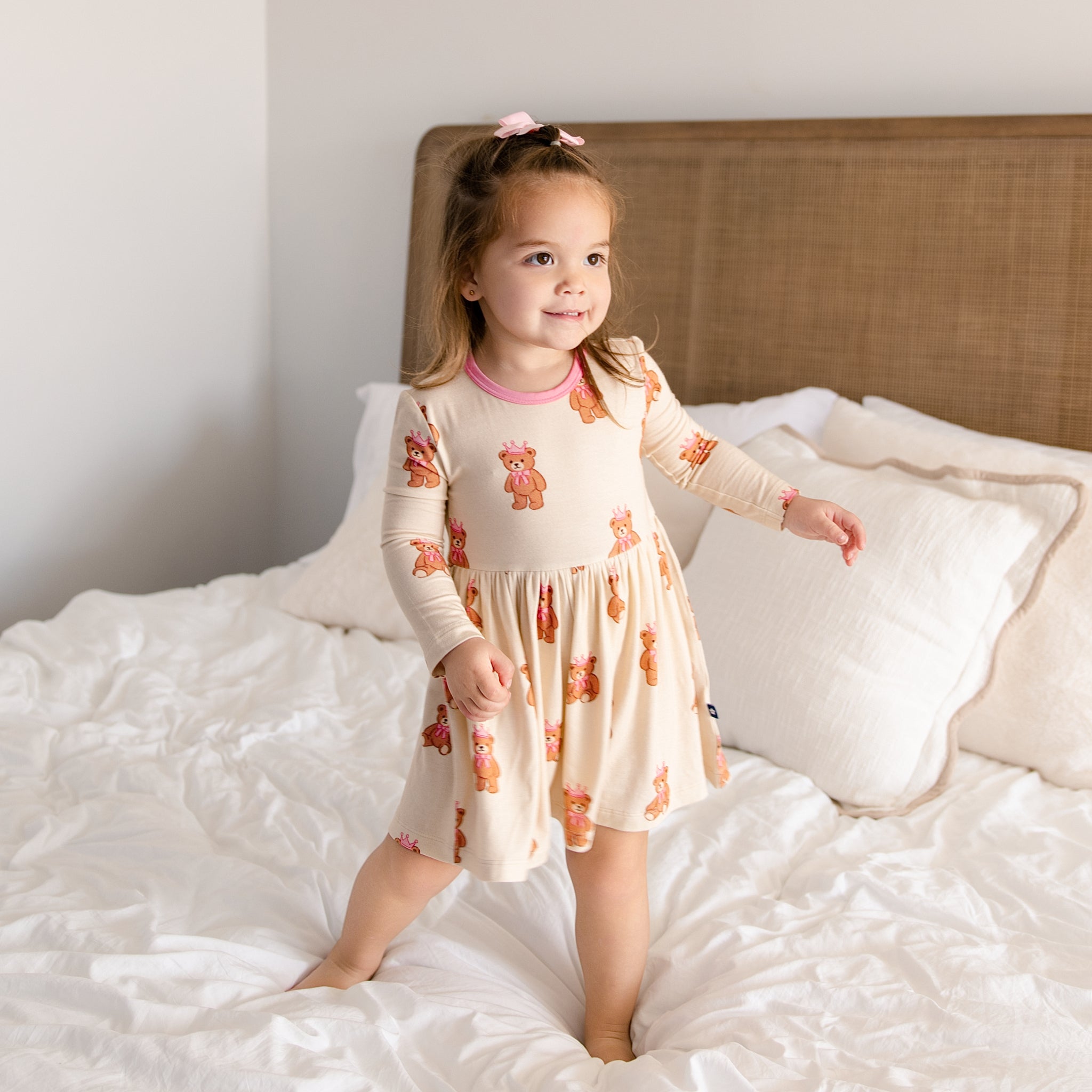 Larkspur Baby | Long Sleeve Twirl Dress in Princess Bear Larkspur Baby Outlet Larkspur Baby | Long Sleeve Twirl Dress in Princess Bear Larkspur Baby Outlet