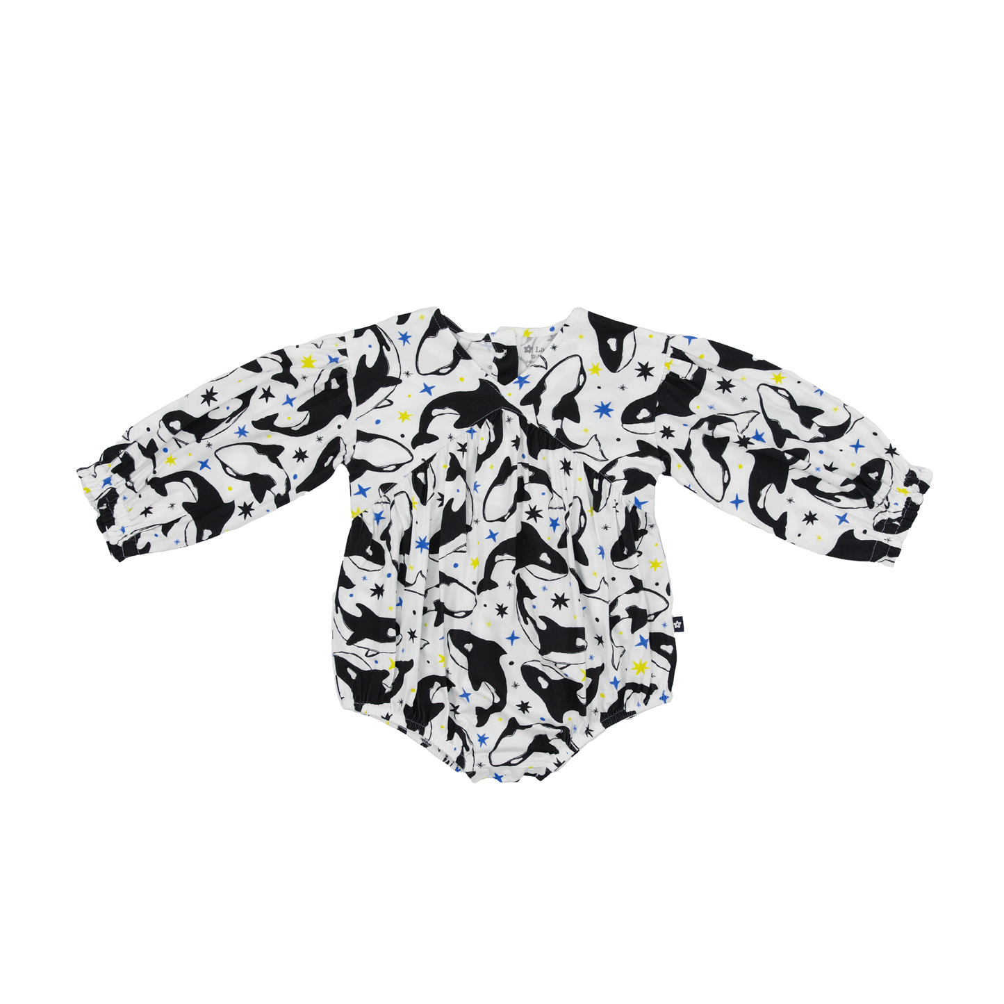 Bubble Romper in Dancing Orcas