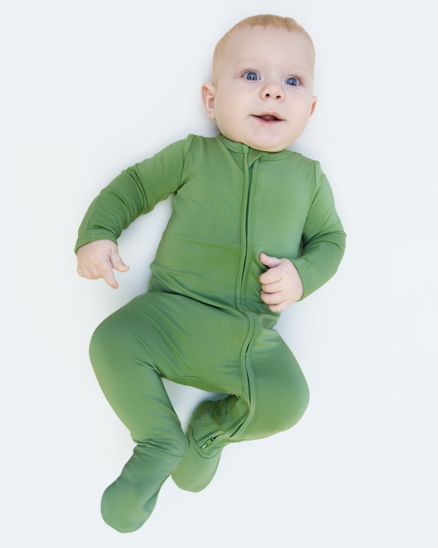 Zip Footie in Leaf Green - Bumbunny Baby