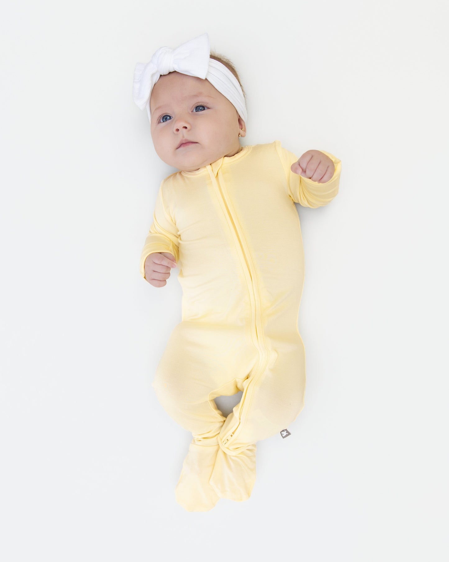 Zip Footie in Pale Yellow - Bumbunny Baby