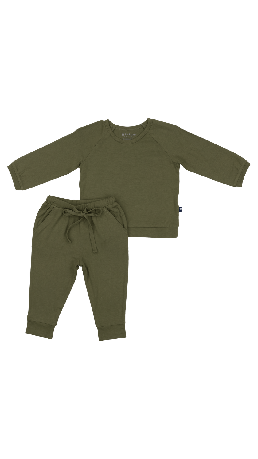 Long Sleeve Jogger Set in Olive