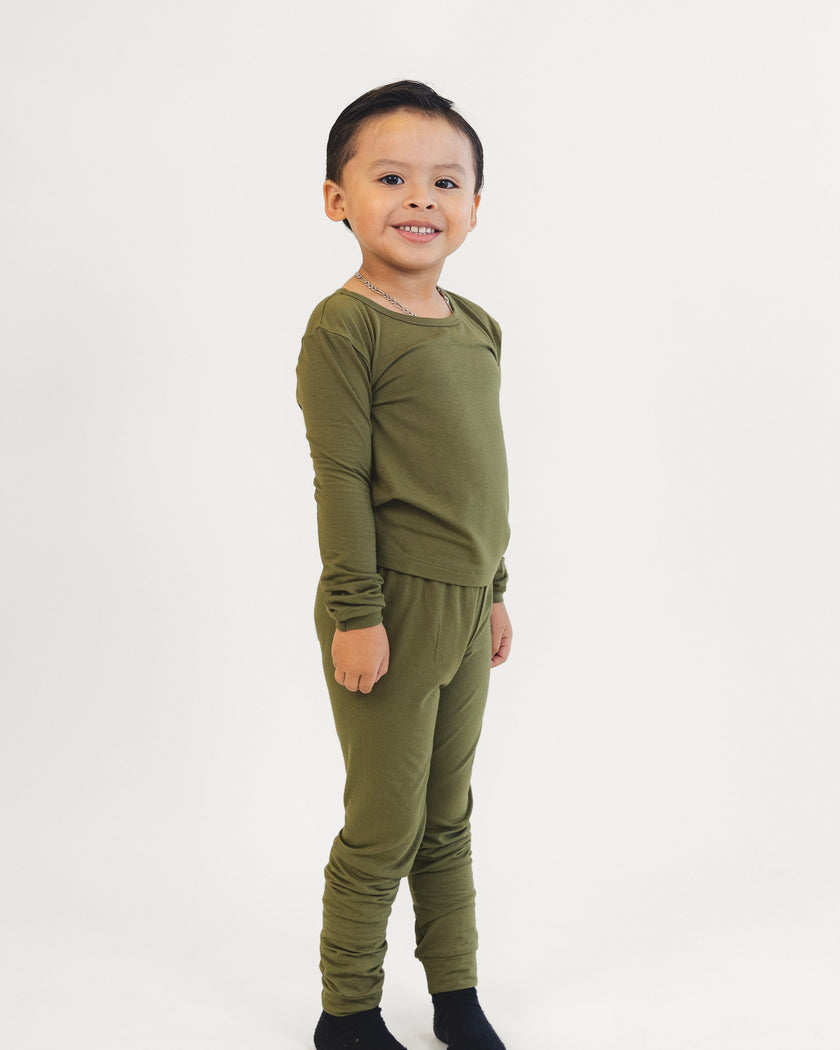 Long Sleeve Pajamas in Olive