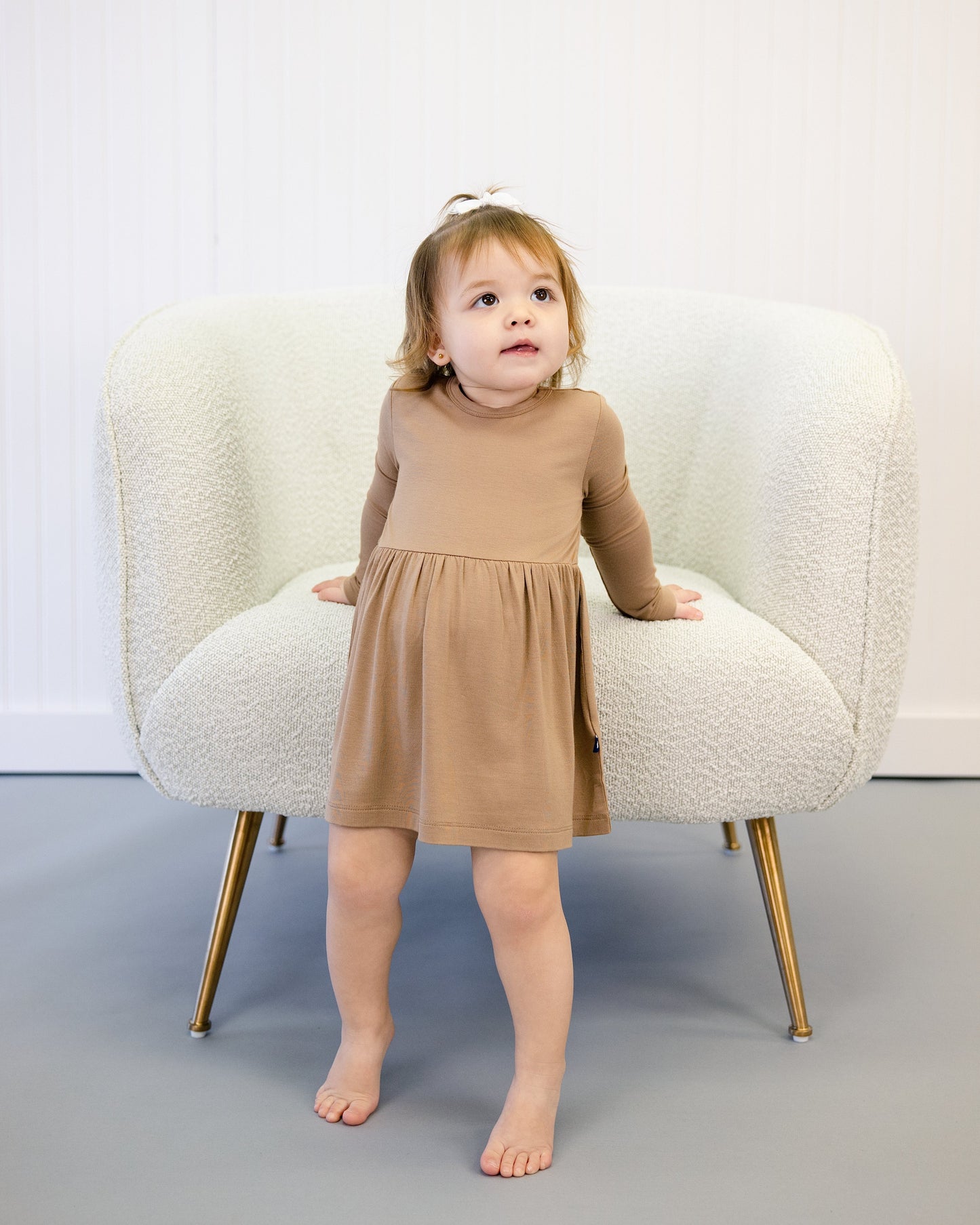 Long Sleeve Twirl Dress in Mocha