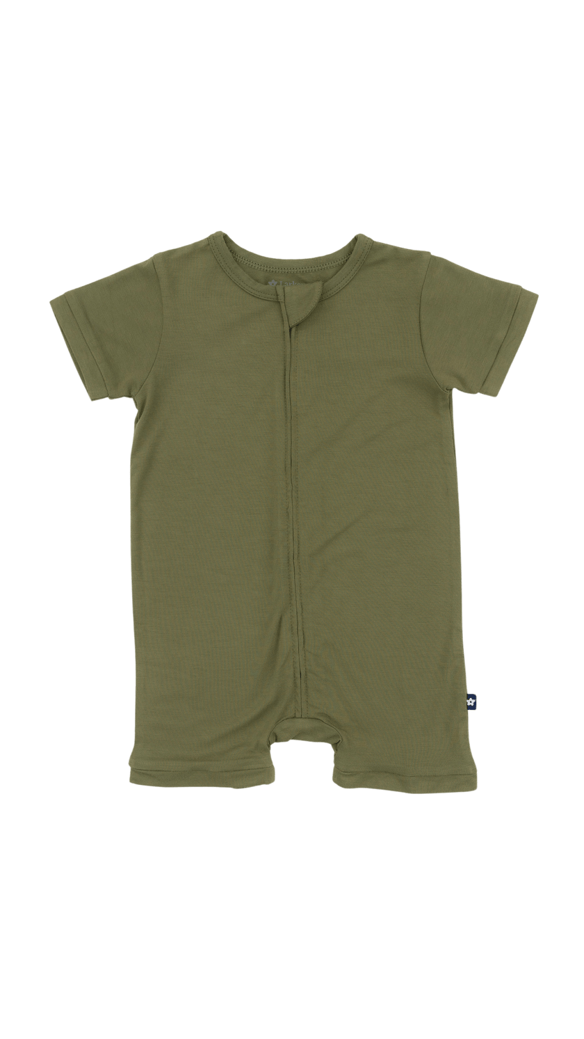 Short Zip Romper in Olive