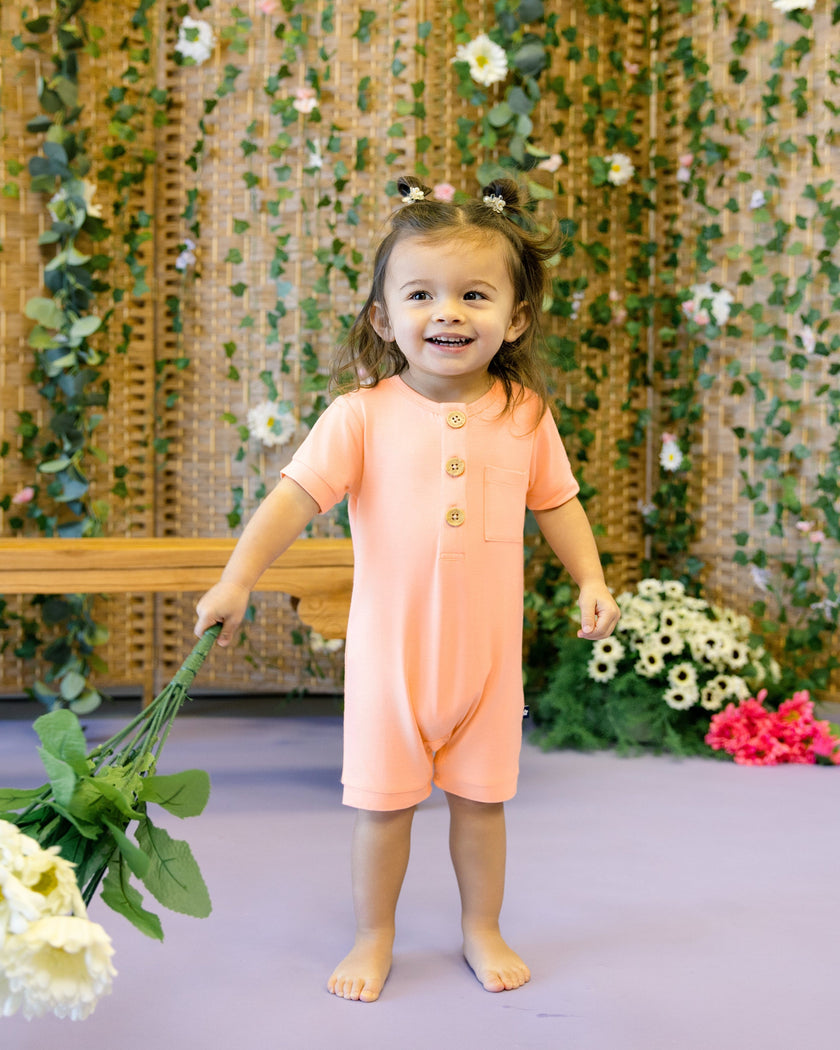 Short Romper in Peach