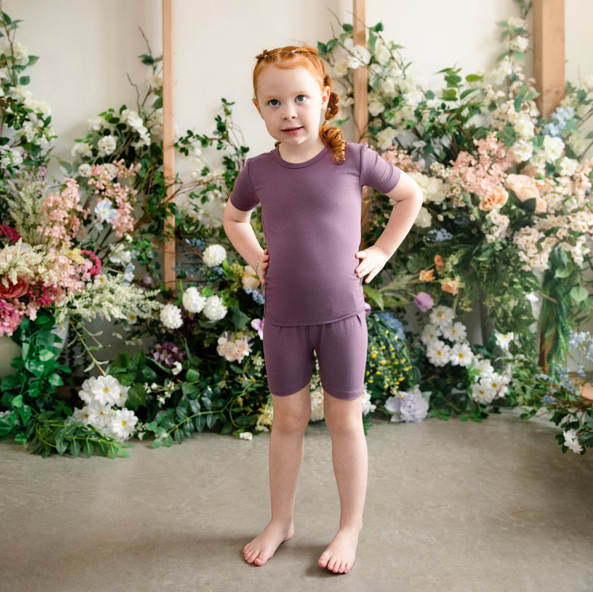 Short Sleeve Pajamas in Plum