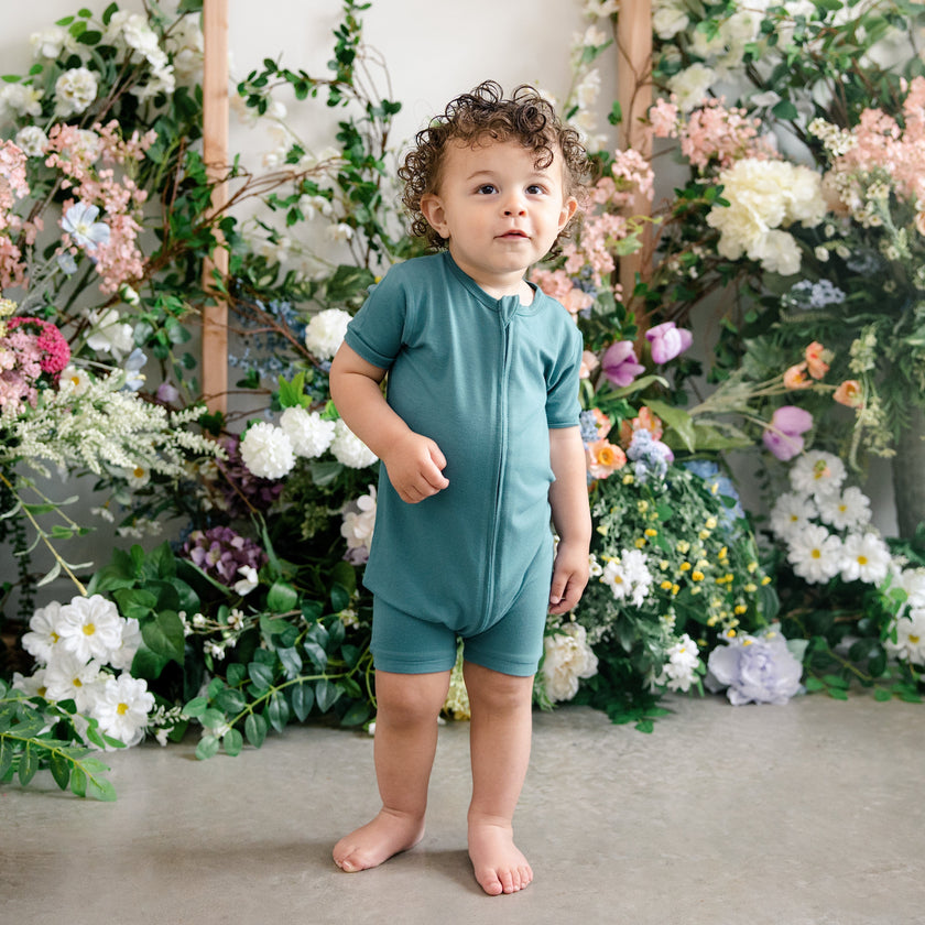 Short Zip Romper in Pine