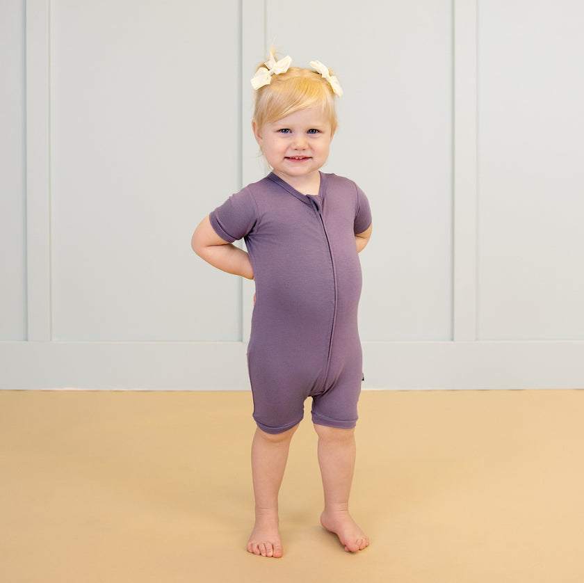 Short Zip Romper in Plum