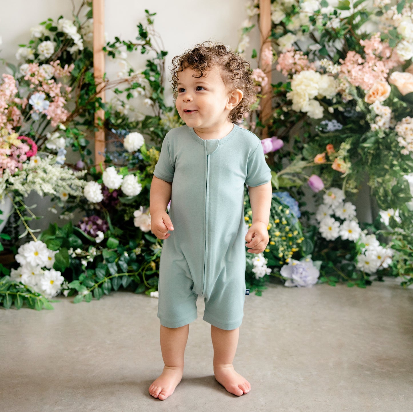 Short Zip Romper in Pistachio