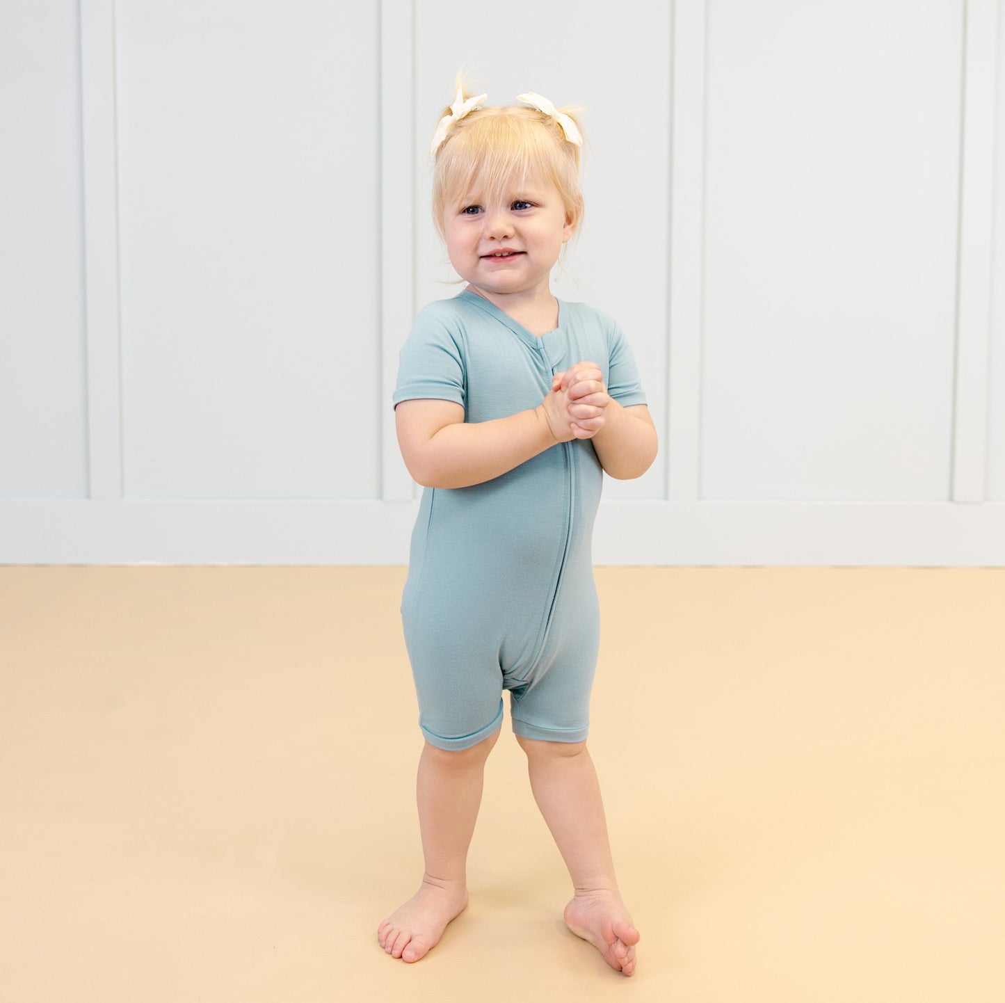 Short Zip Romper in Sky