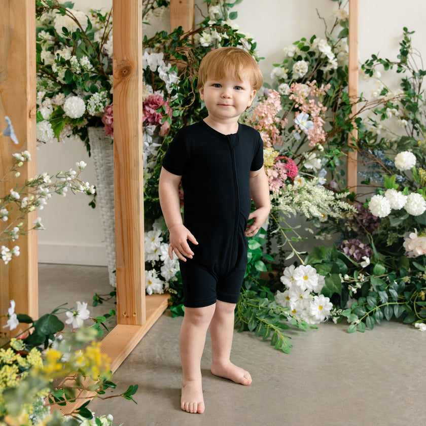 Short Zip Romper in Midnight