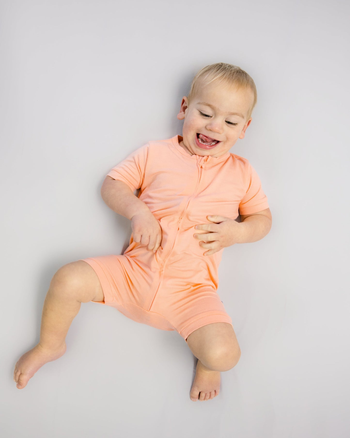 Short Zip Romper in Peach