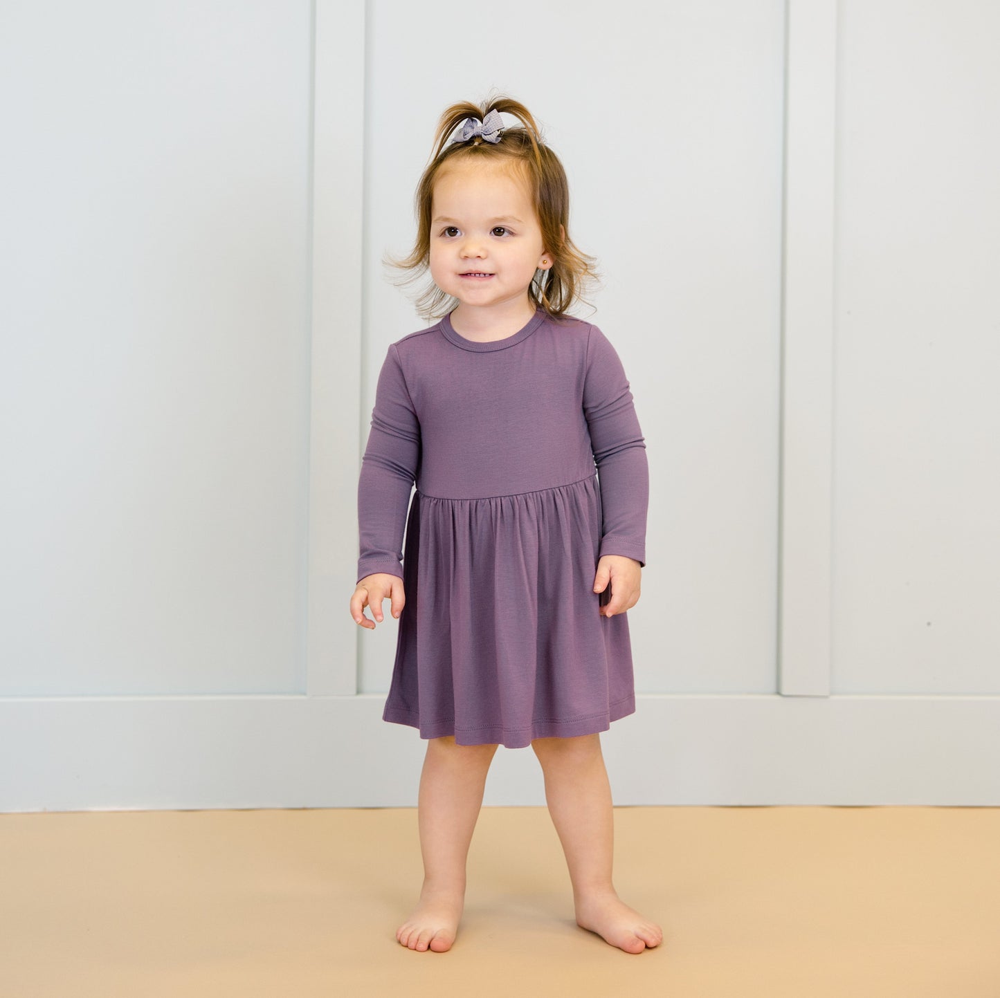 Long Sleeve Twirl Dress in Plum