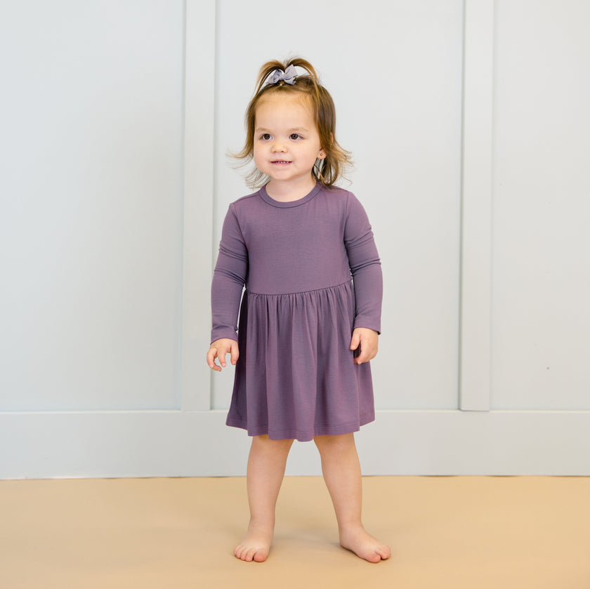 Long Sleeve Twirl Dress in Plum