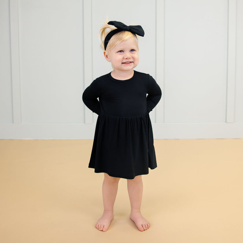 Long Sleeve Twirl Dress in Midnight