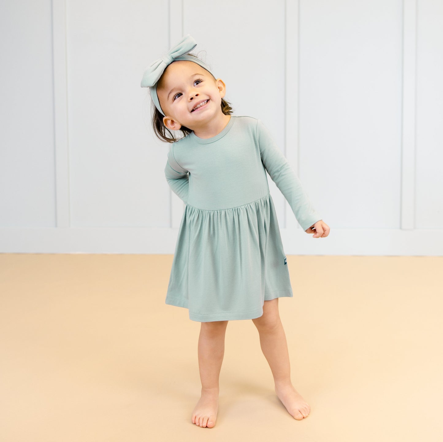 Long Sleeve Twirl Dress in Pistachio