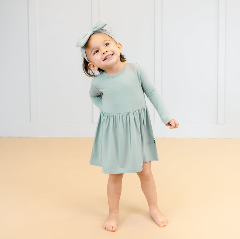 Long Sleeve Twirl Dress in Pistachio