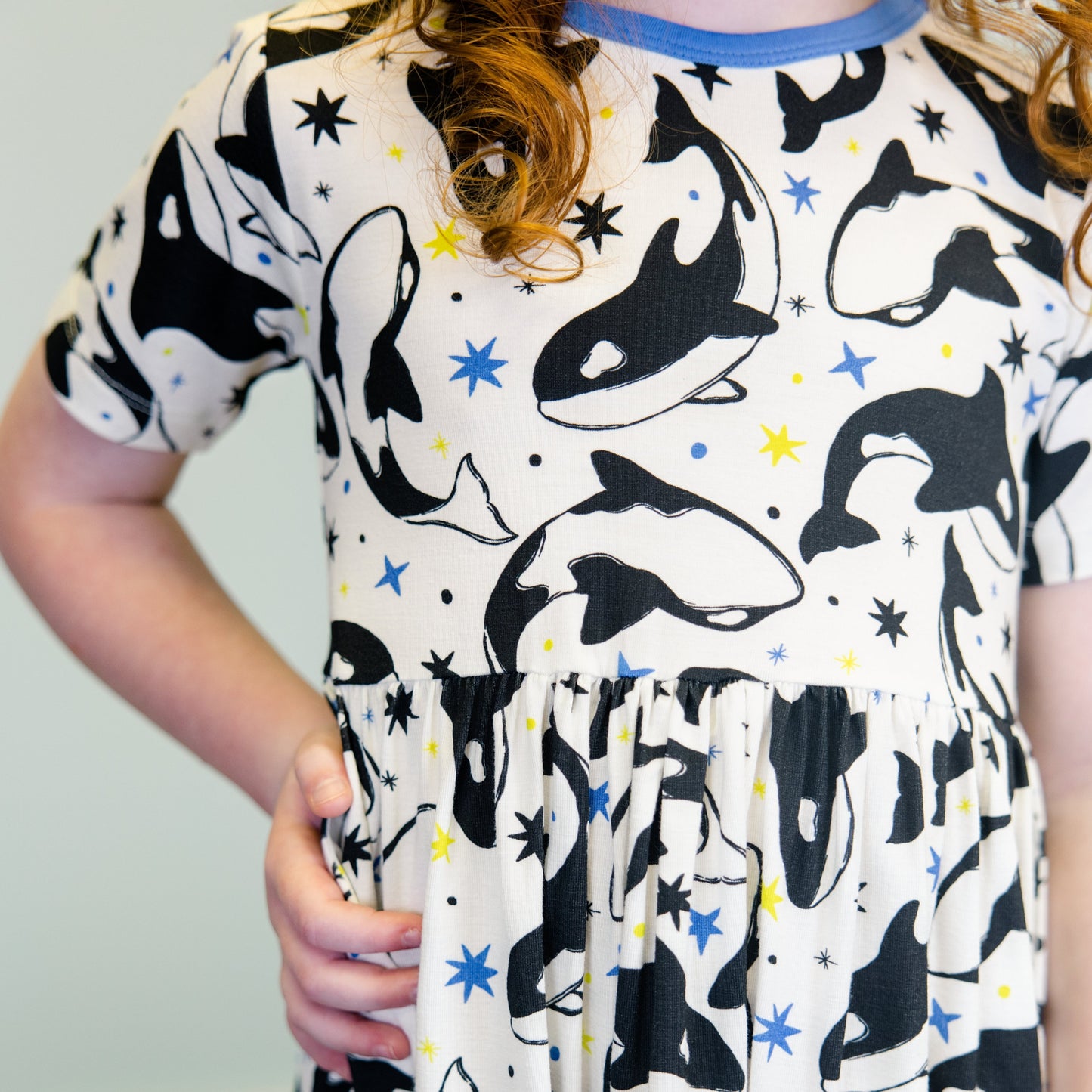 Twirl Dress in Dancing Orcas