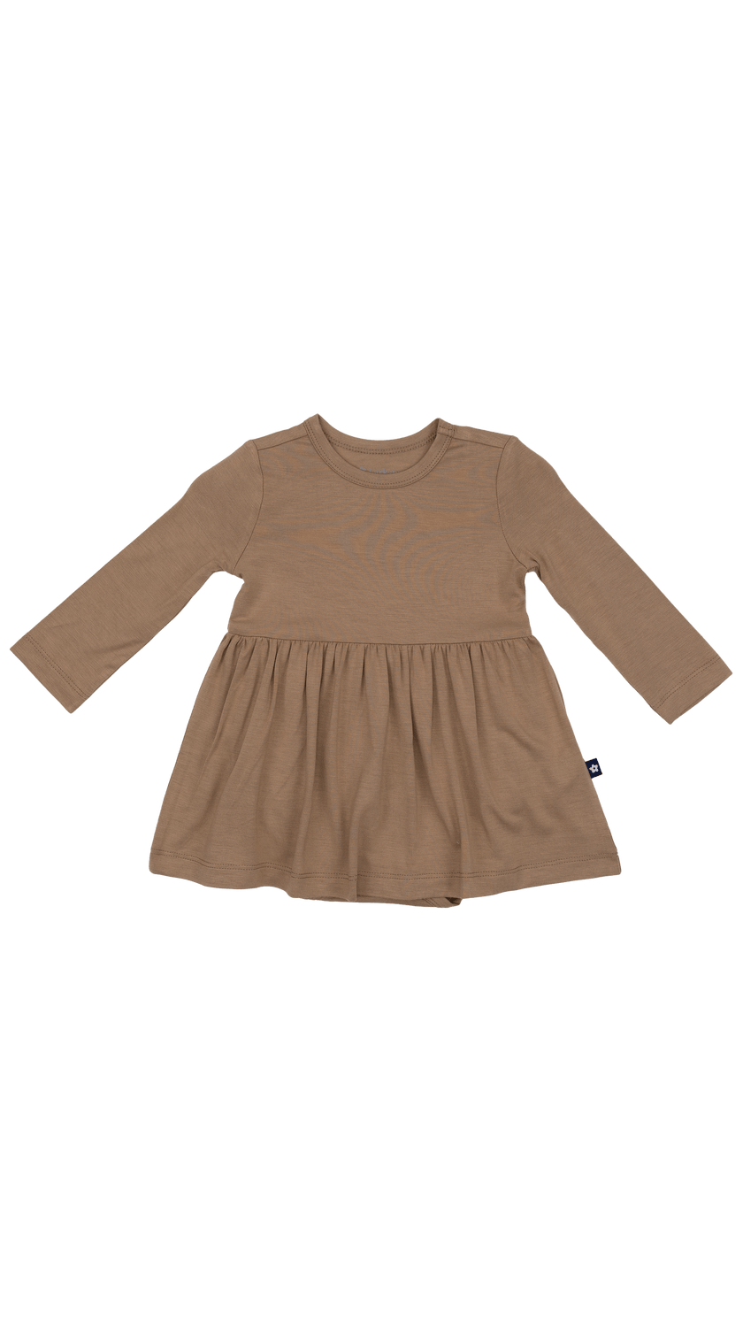 Long Sleeve Twirl Dress in Mocha