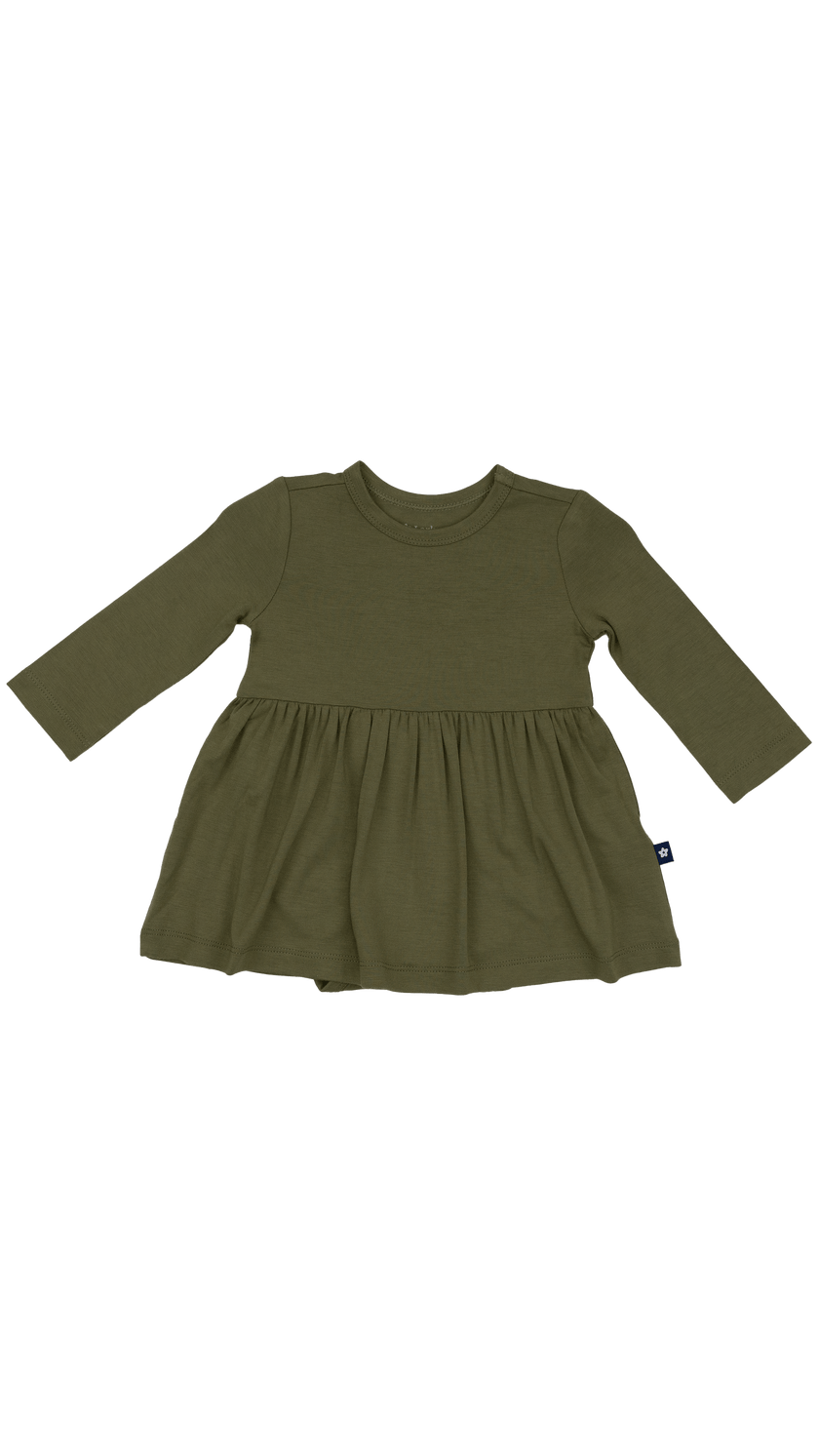 Long Sleeve Twirl Dress in Olive