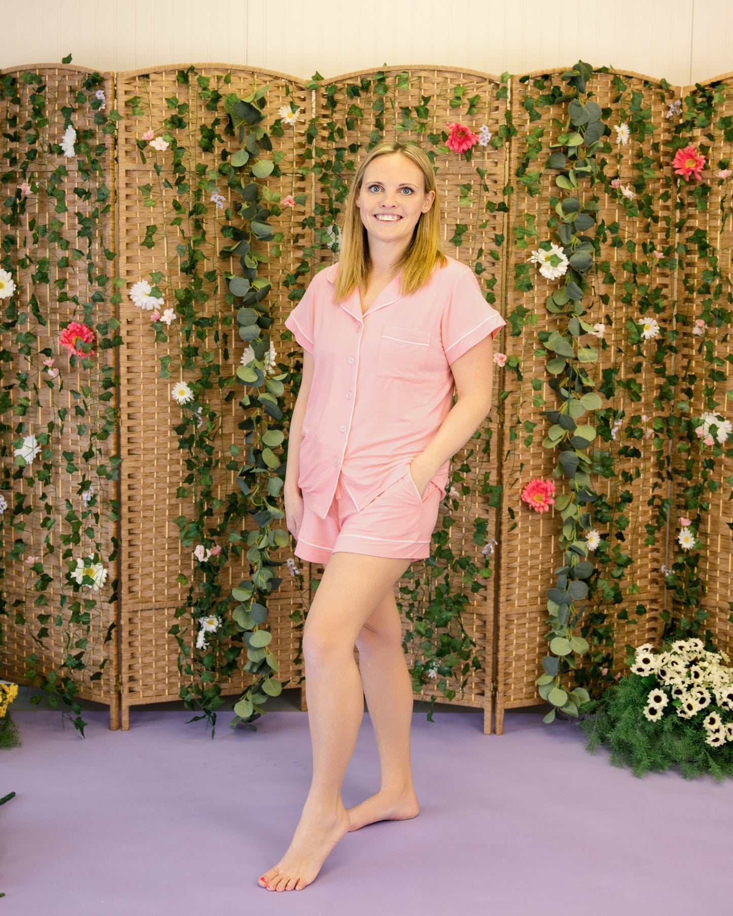 Women's Short Pajama Set in Candy Pink
