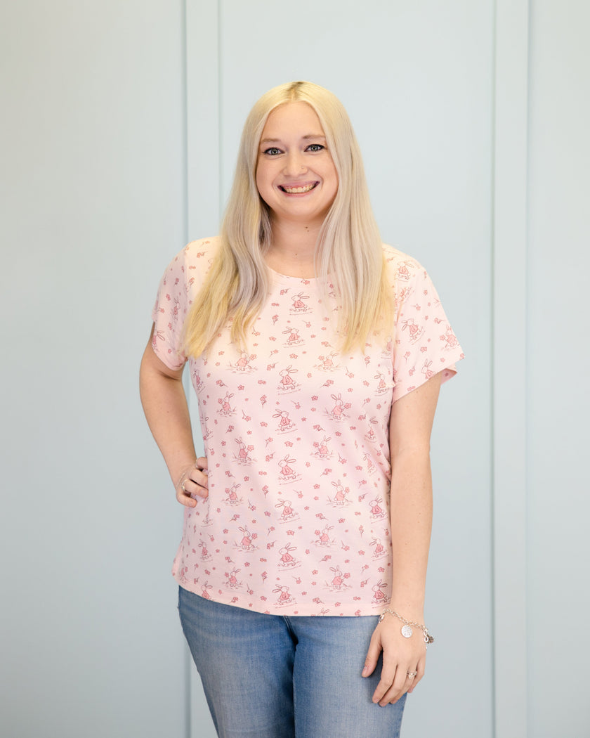 Women's Short Sleeve Lounge Tee in Bunny Blossoms