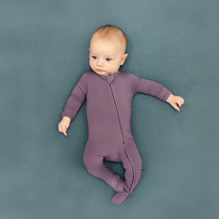 Zip Footie in Plum