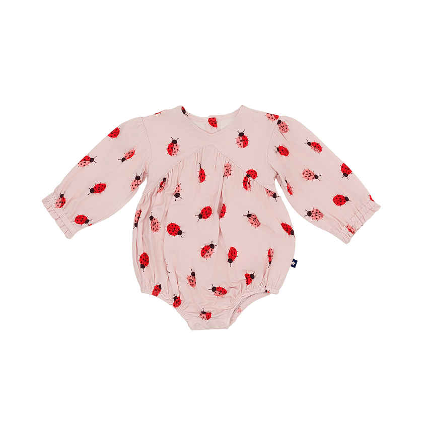 Bubble Romper in Ladybug Lane