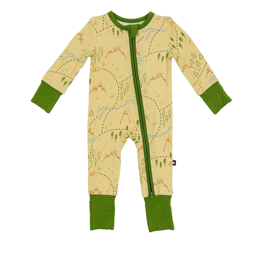 Convertible Footed Romper in Trail Map Doodles