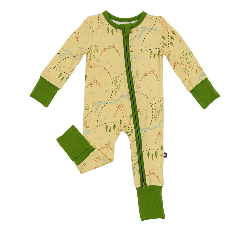 Convertible Footed Romper in Trail Map Doodles