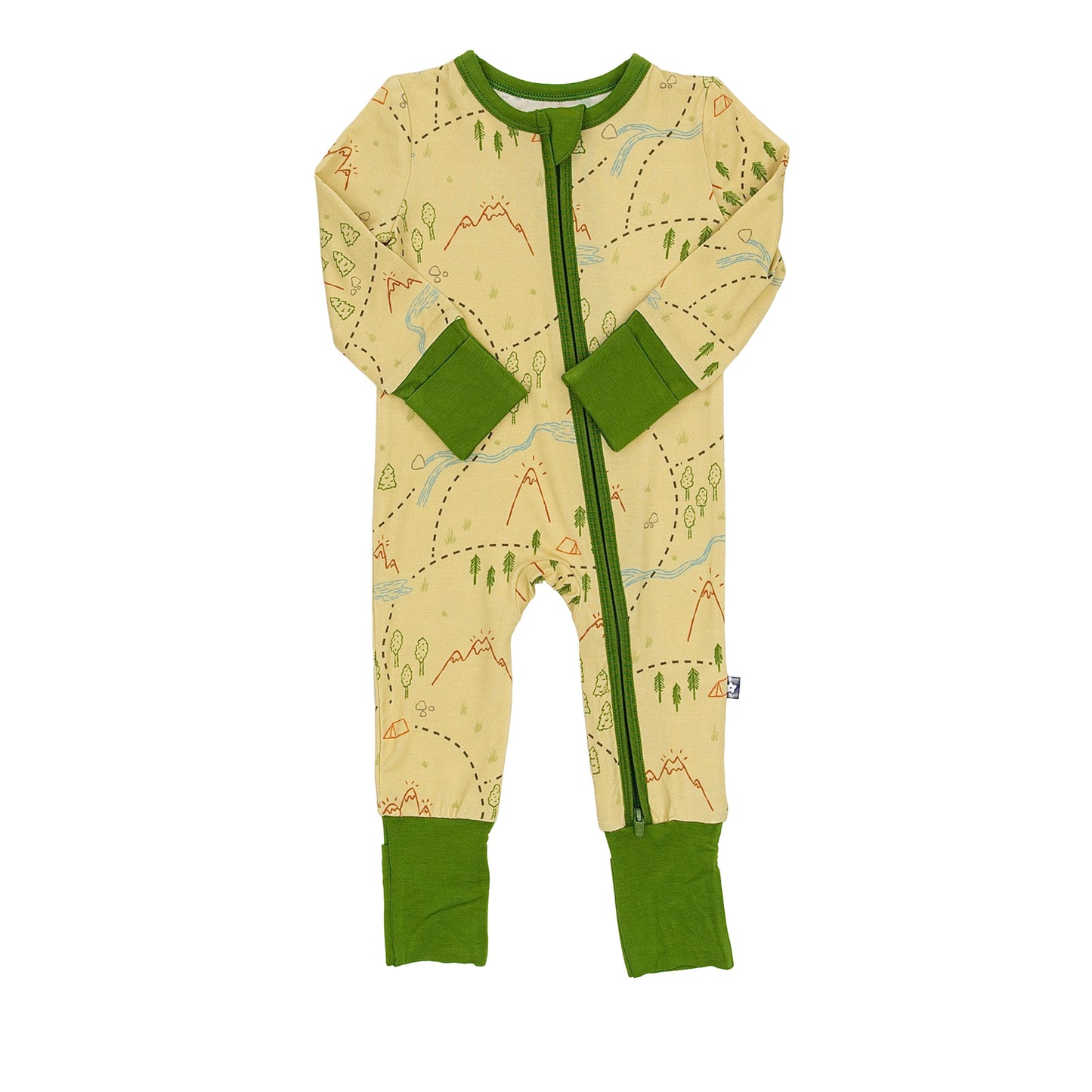 Convertible Footed Romper in Trail Map Doodles