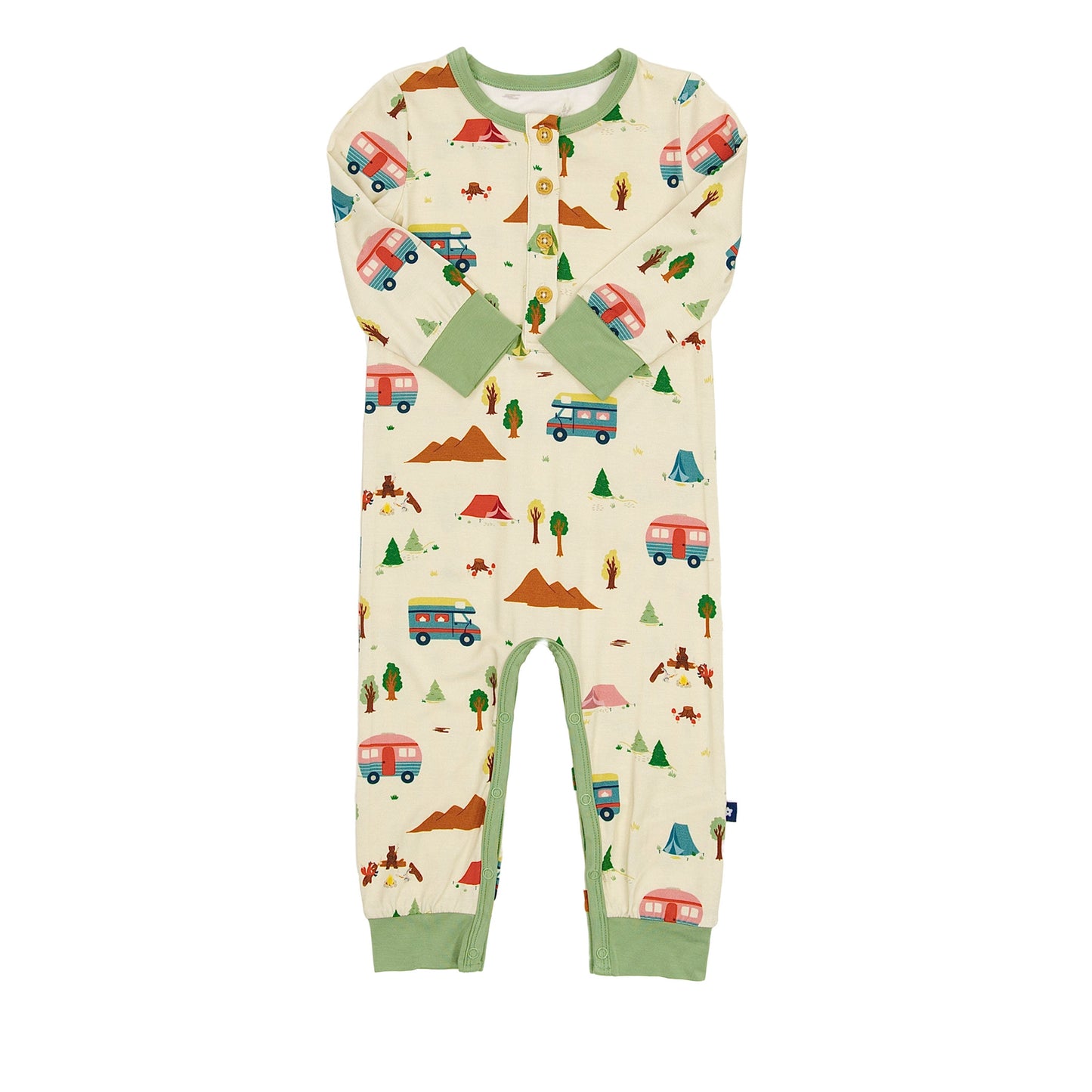 Long Sleeve Henley Romper in Campfire Tales