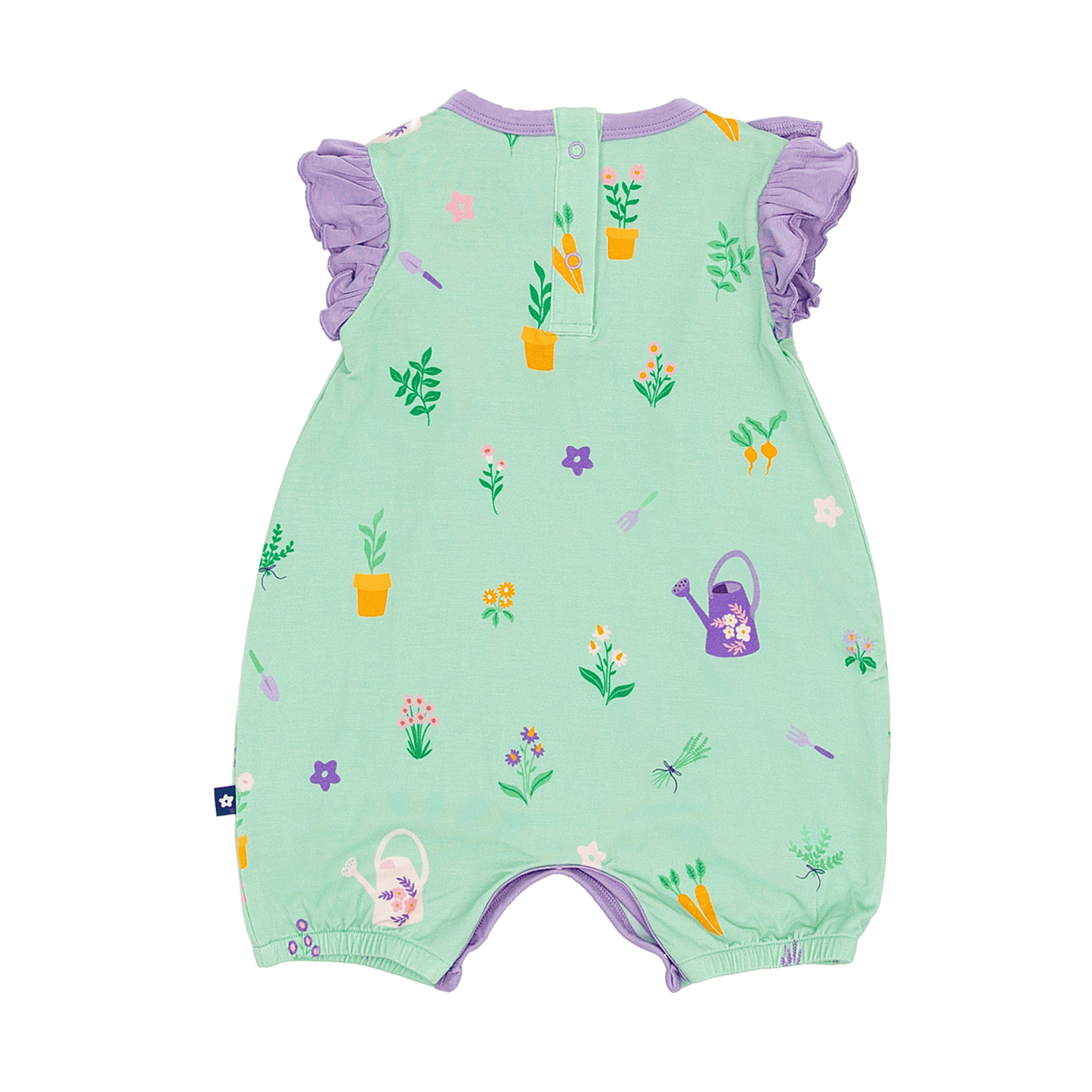 Ruffle Shorty Romper in Bloom and Trowel