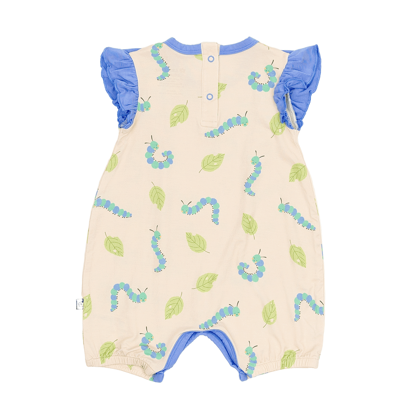 Ruffle Shorty Romper in Caterpillar Crew