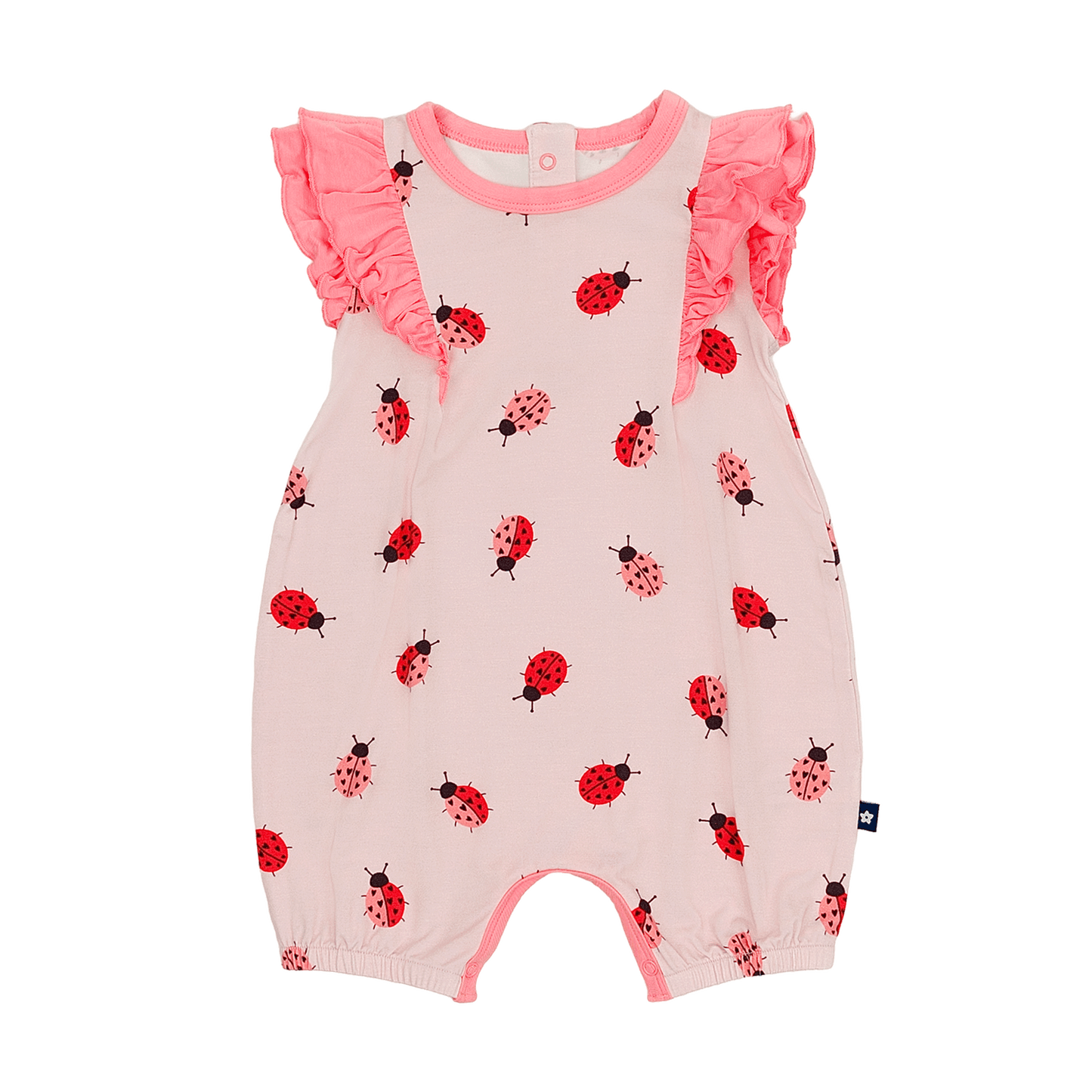 Ruffle Shorty Romper in Ladybug Lane