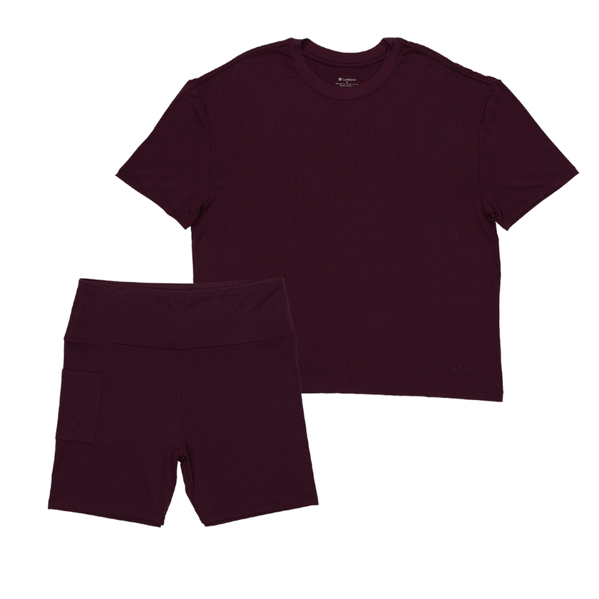 Women's Biker Short Set in Mulberry Kiss