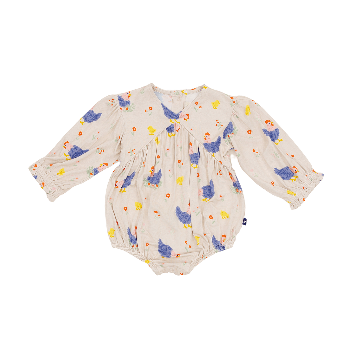 Bubble Romper in Chick and Cluck