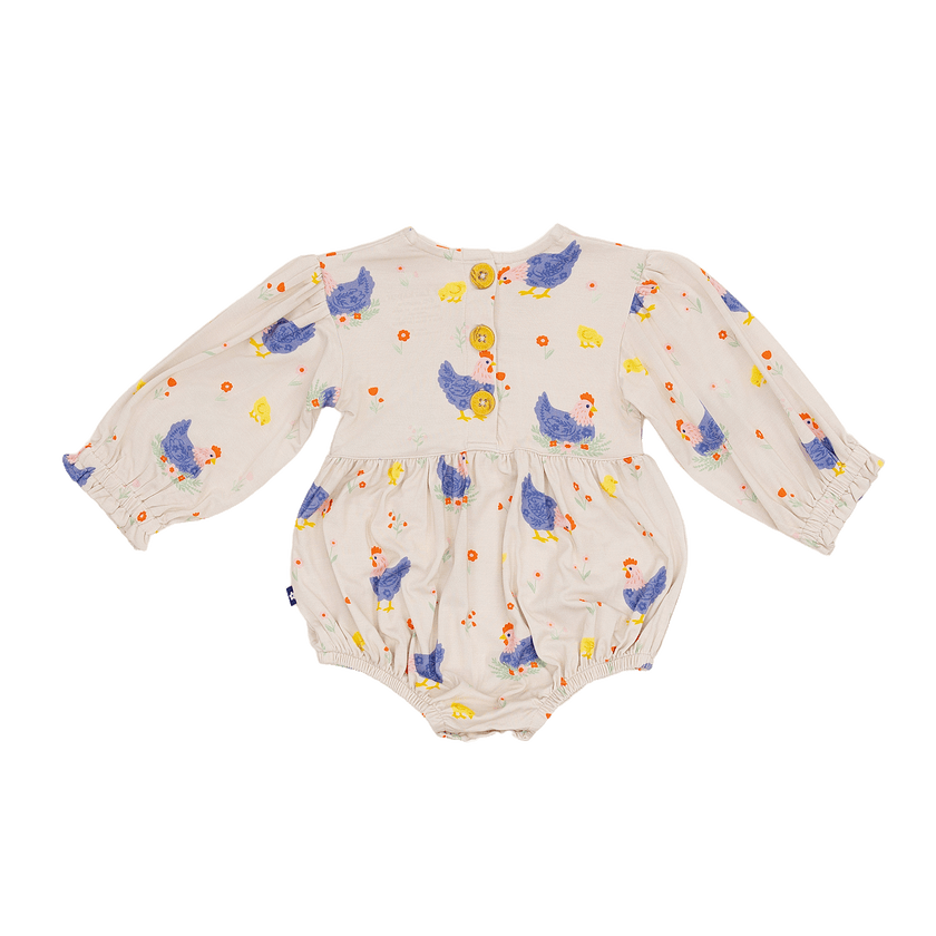 Bubble Romper in Chick and Cluck