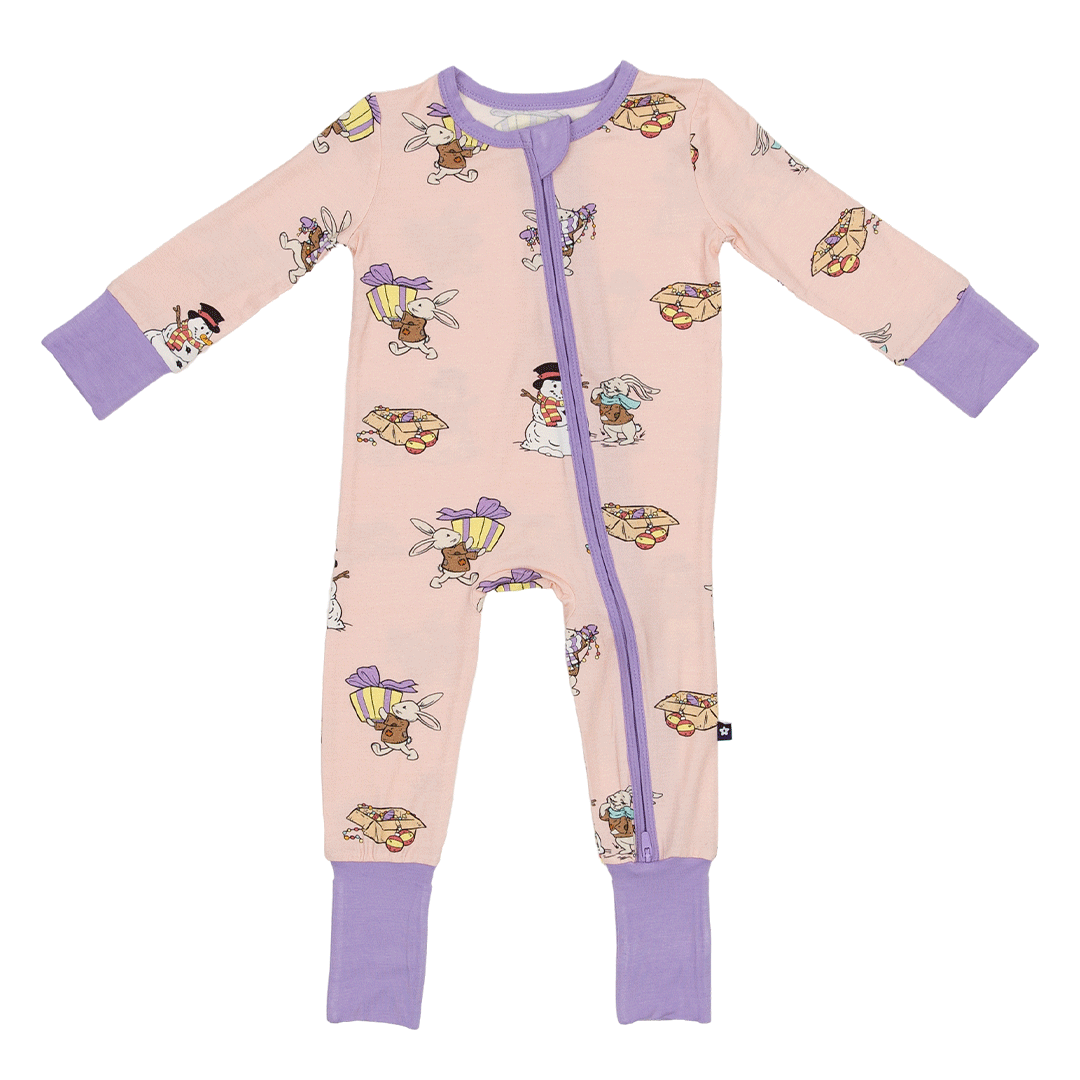 Convertible Footed Romper in Hoppy Holidays
