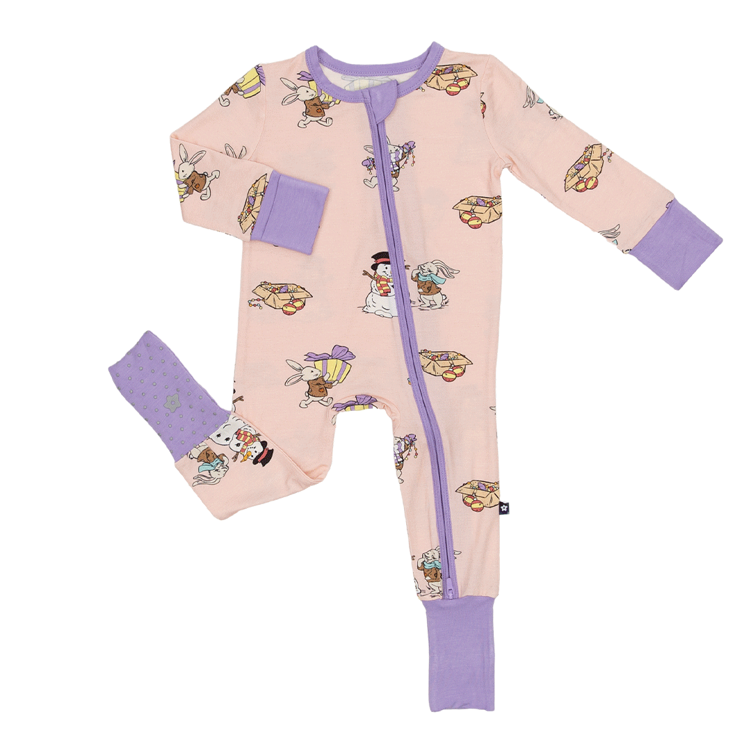 Convertible Footed Romper in Hoppy Holidays
