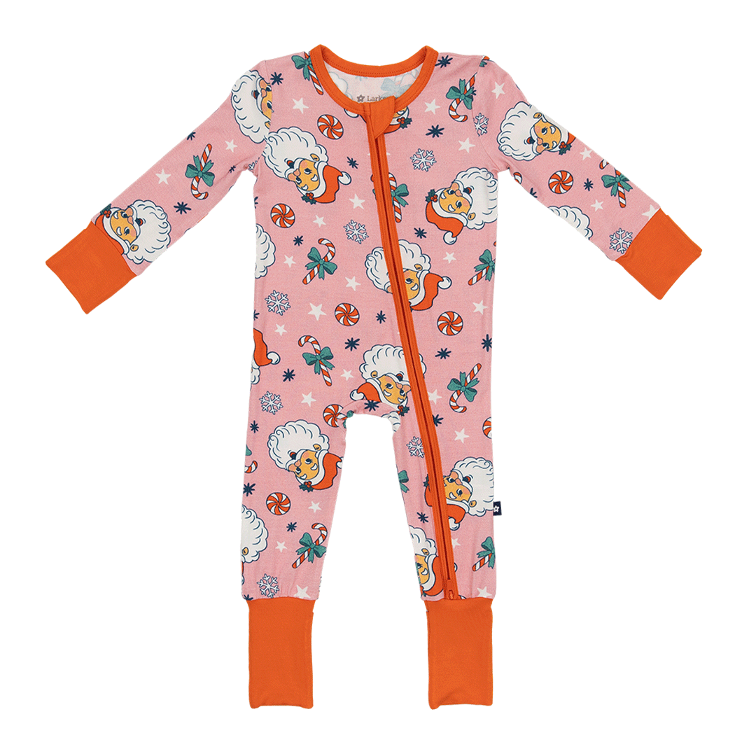 Convertible Footed Romper in Santa Baby