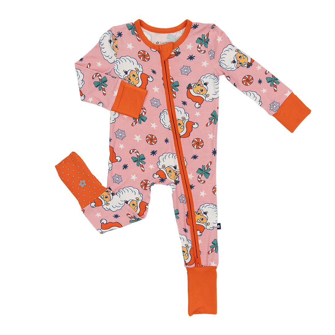 Convertible Footed Romper in Santa Baby
