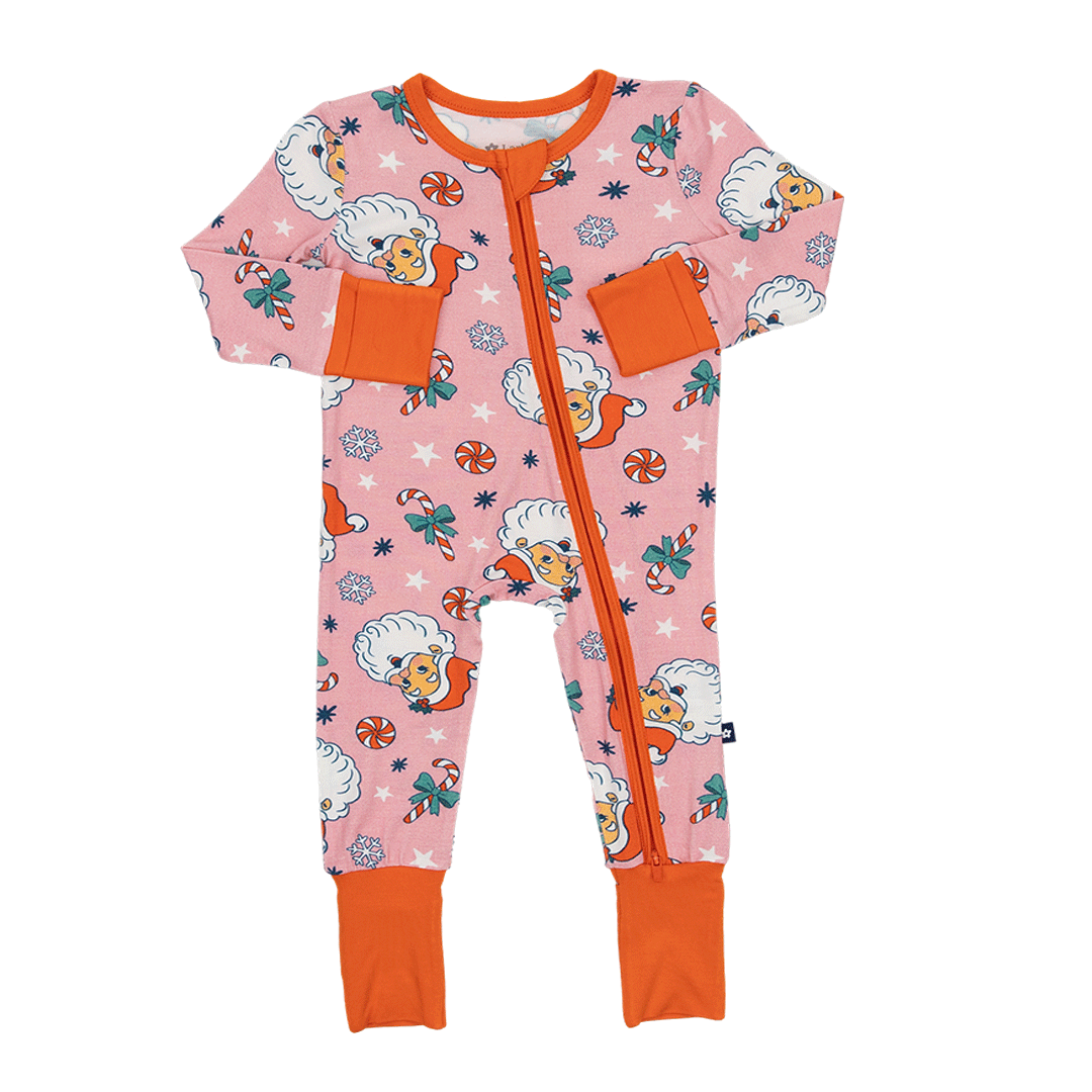 Convertible Footed Romper in Santa Baby