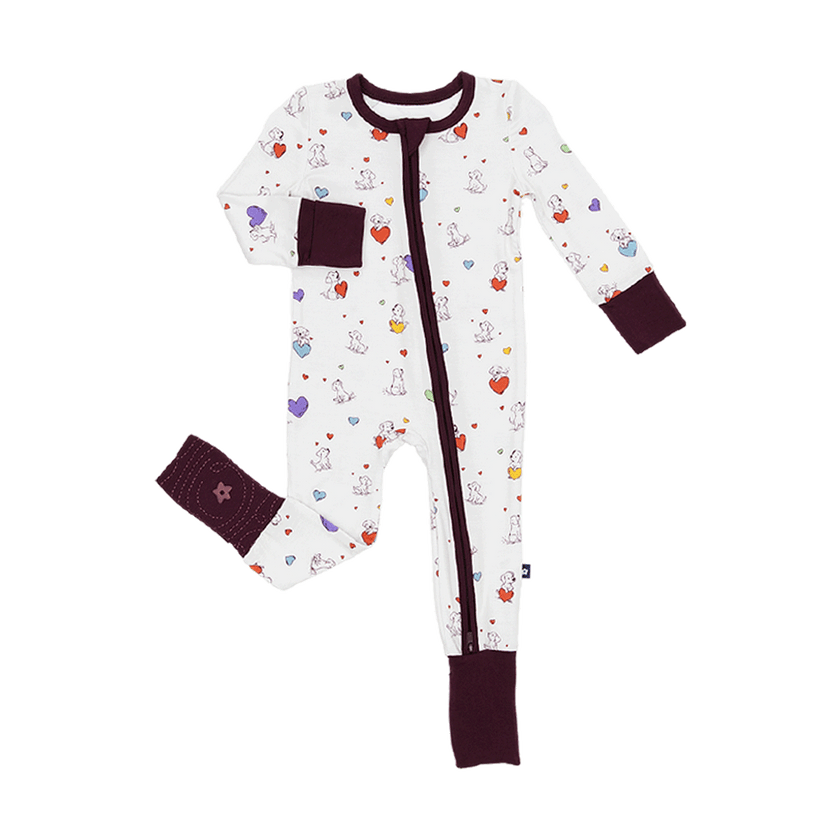 Convertible Footed Romper in Puppy Love