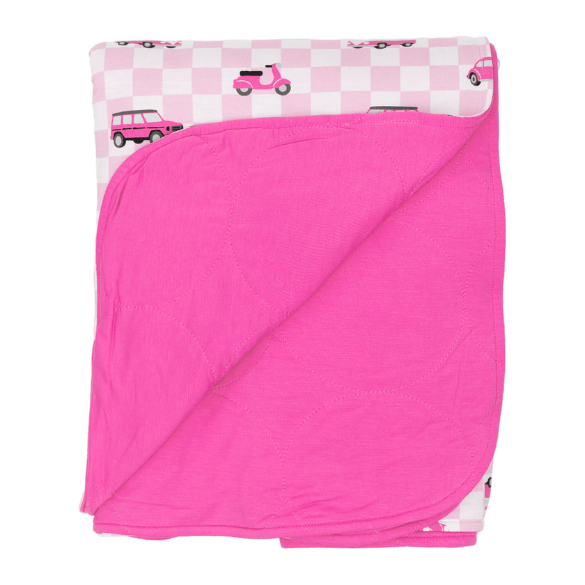 Cozy Blanket in Pink Wheels