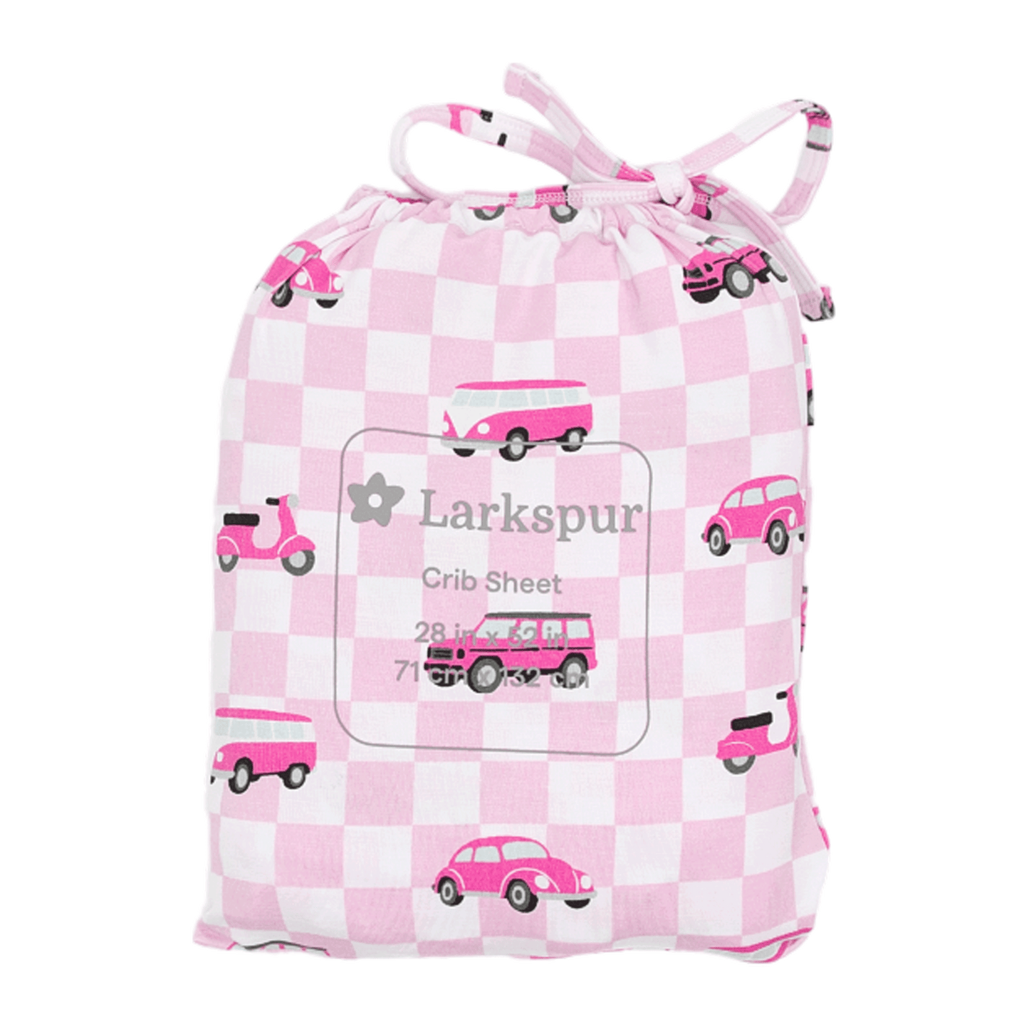 Crib Sheet in Pink Wheels