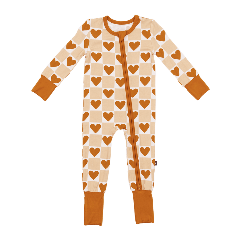 Convertible Footed Romper in Heart of Gold