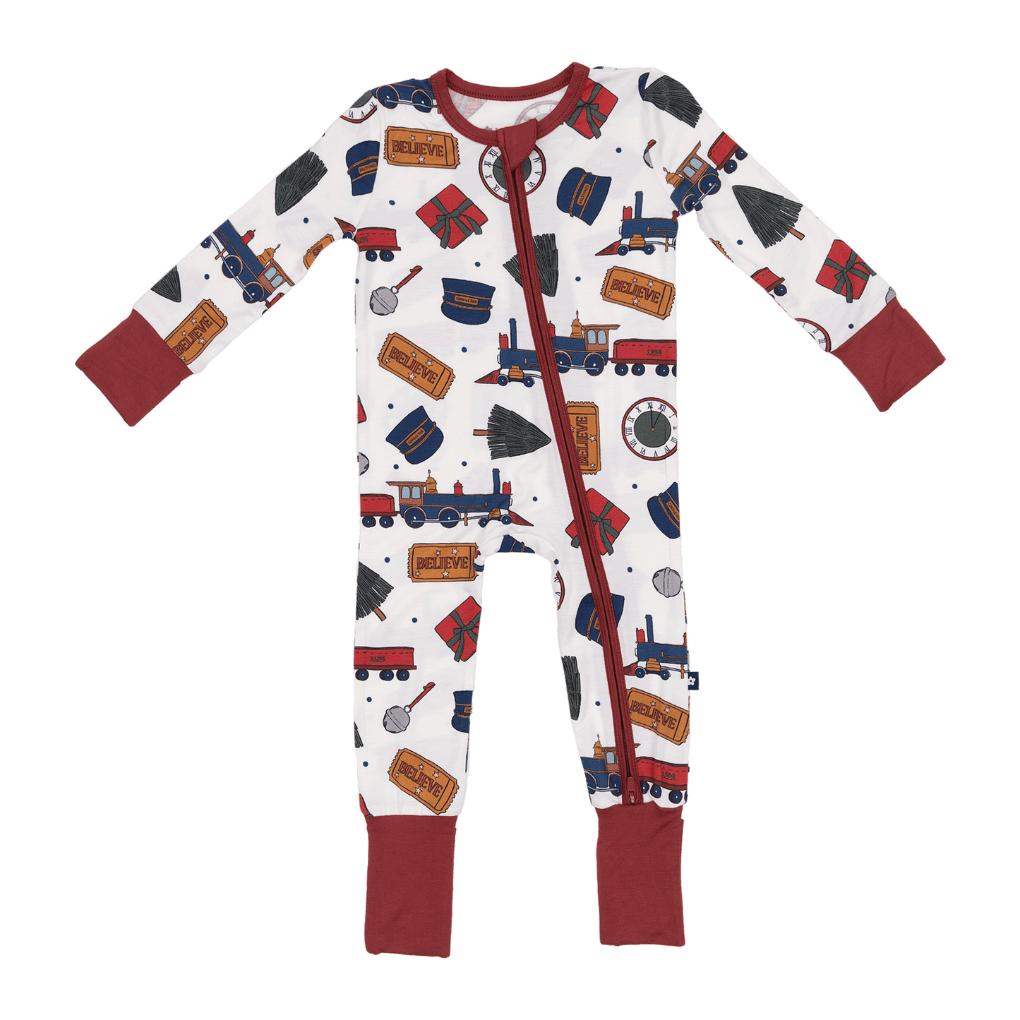 Convertible Footed Romper in Holiday Express