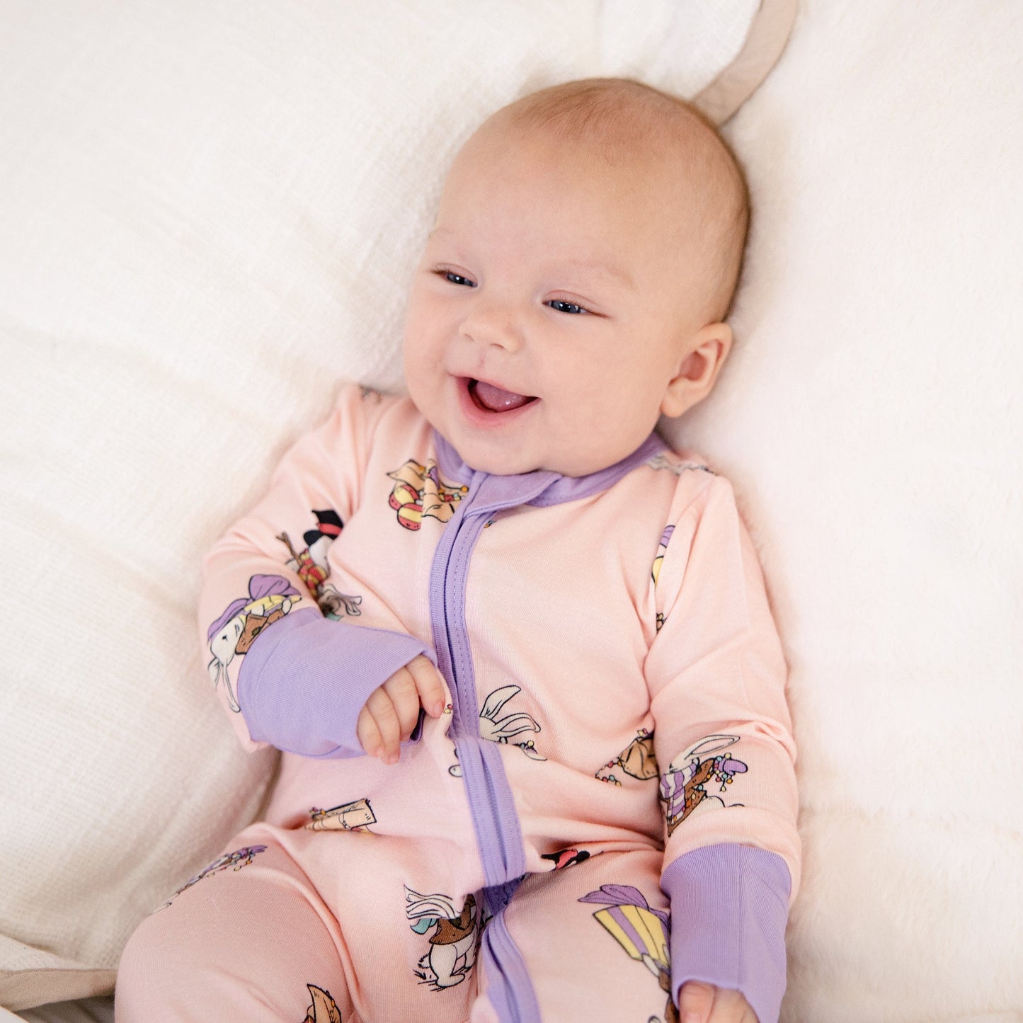Convertible Footed Romper in Hoppy Holidays