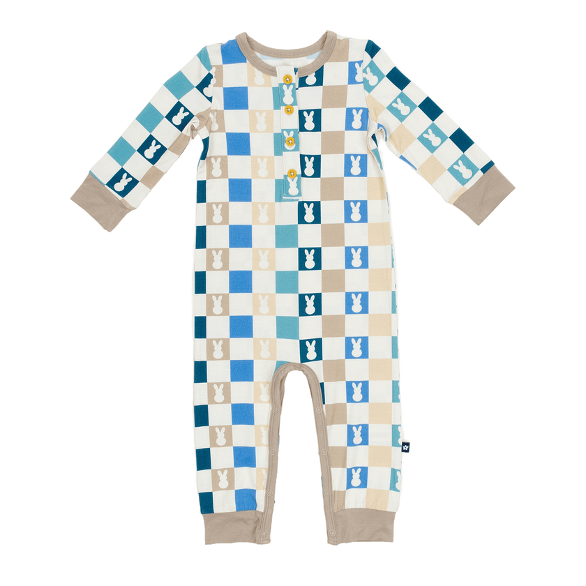 Long Sleeve Henley Romper in Hopscotch